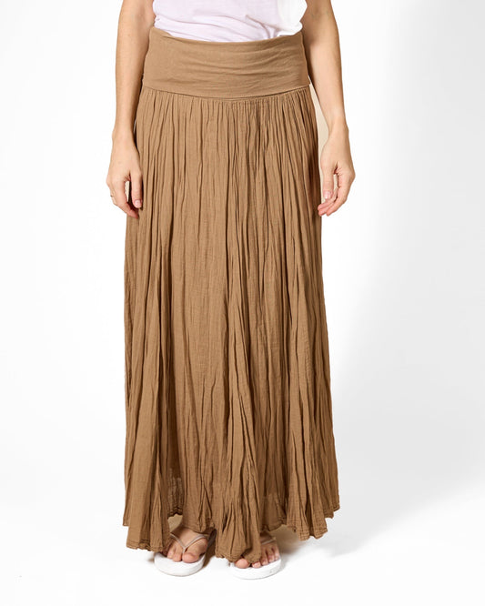 Birch Pull On Fold Over Band Maxi Skirt
