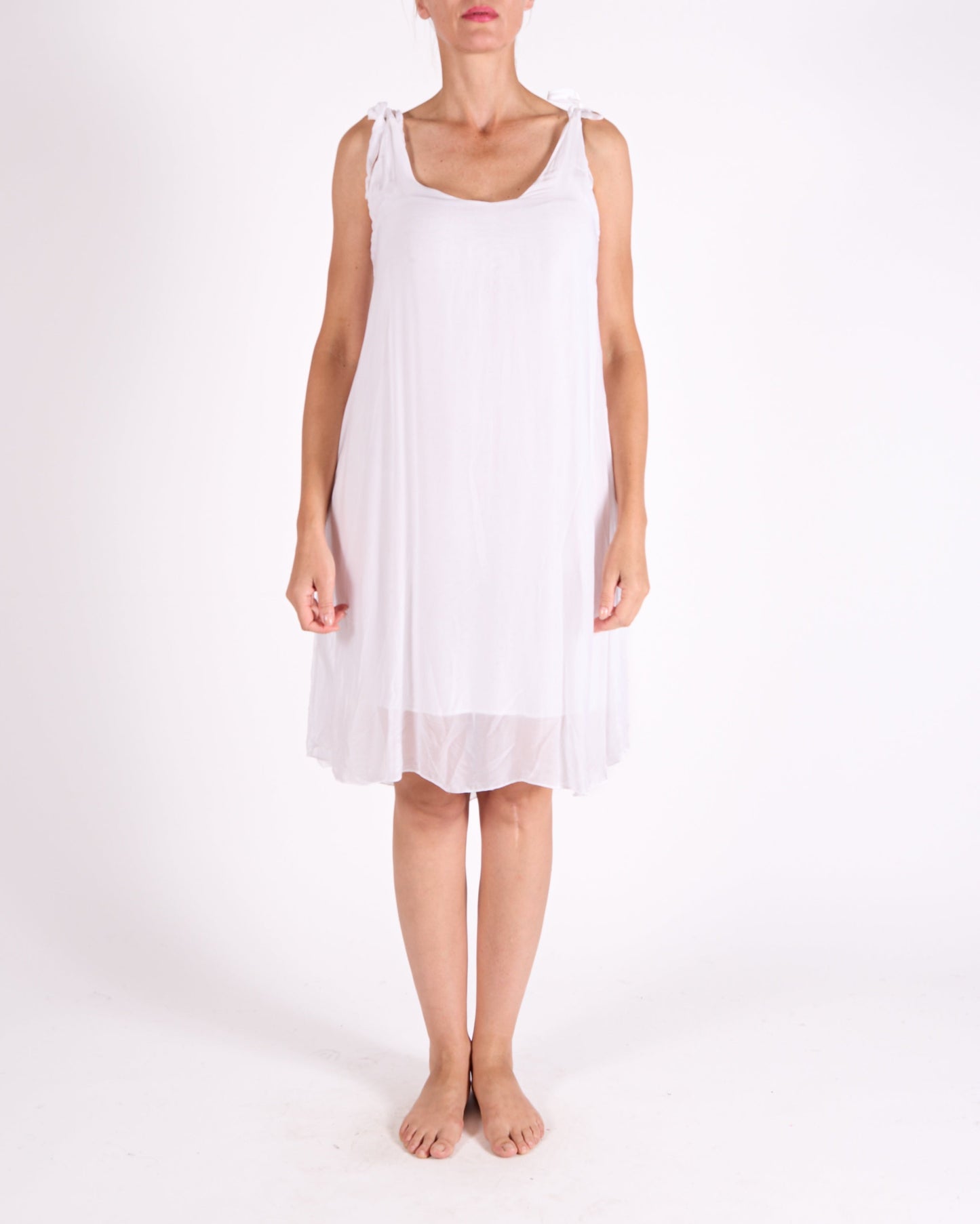 White Tie Shoulder Strap Dress