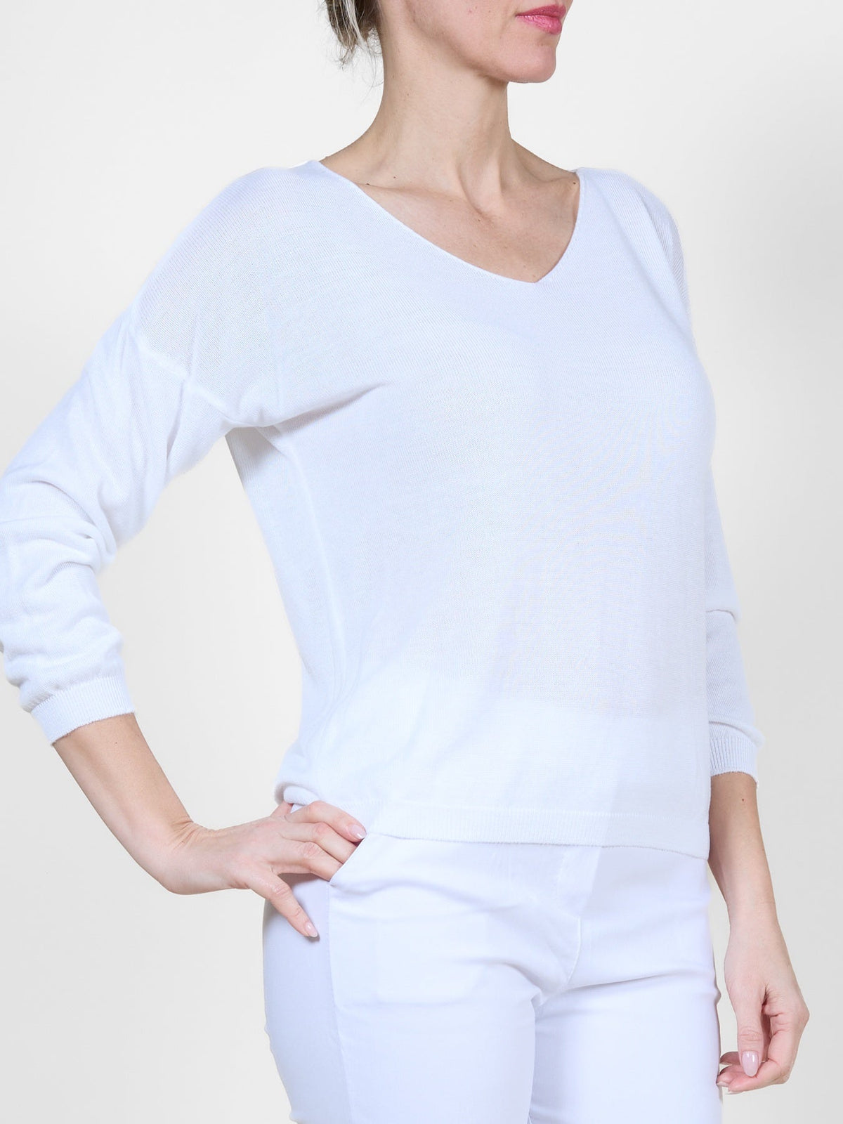 White Long Sleeve Knit Long Sleeve