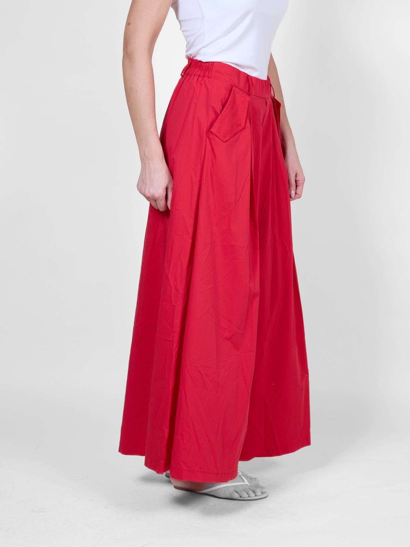 Red Extra Wide Leg Pants