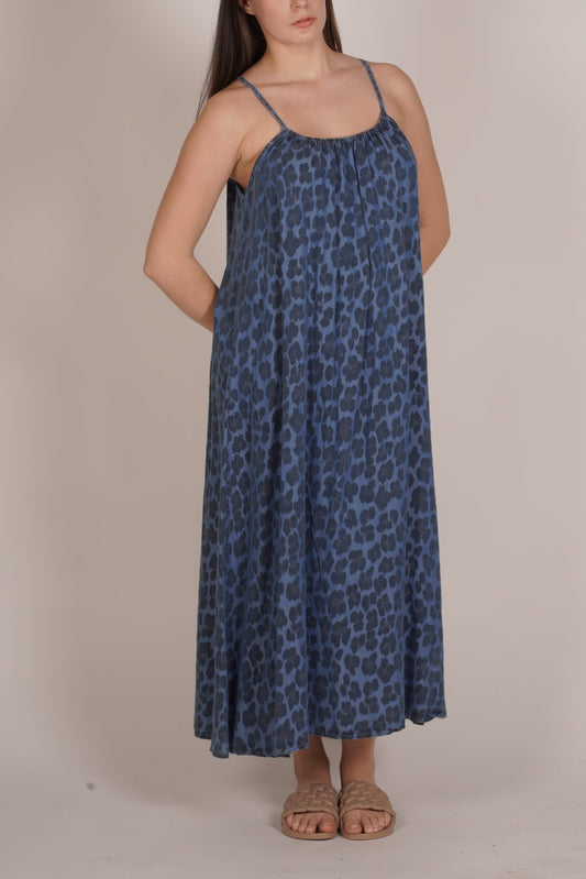 Robe longue dos nu à motif animal