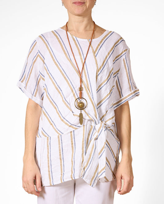 Haut rayé blanc à nouer sur le côté, deux pièces