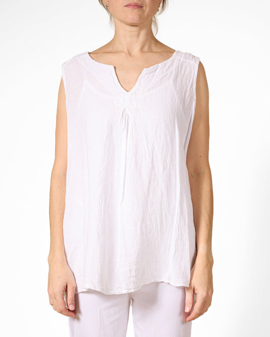 Débardeur blanc à ouverture en V