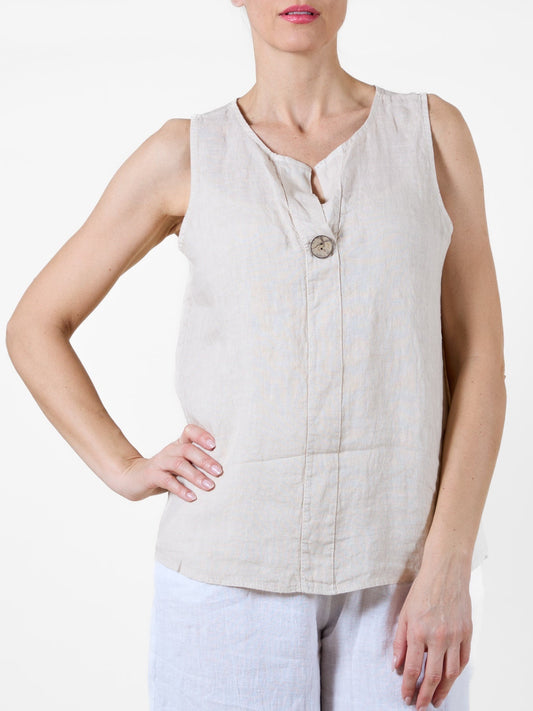 Débardeur asymétrique à détails de boutons sable