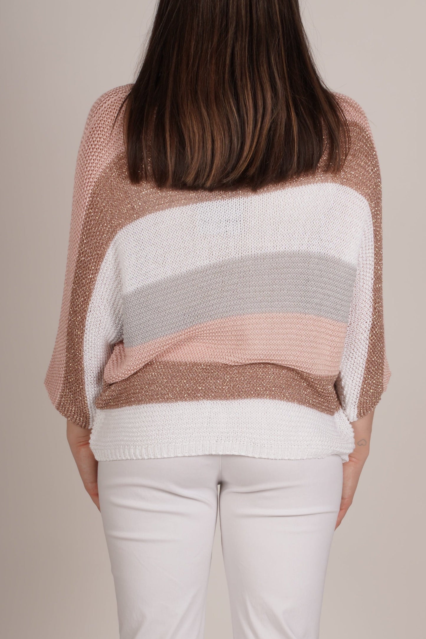 Pull Carnation en maille ample à manches longues et rayures