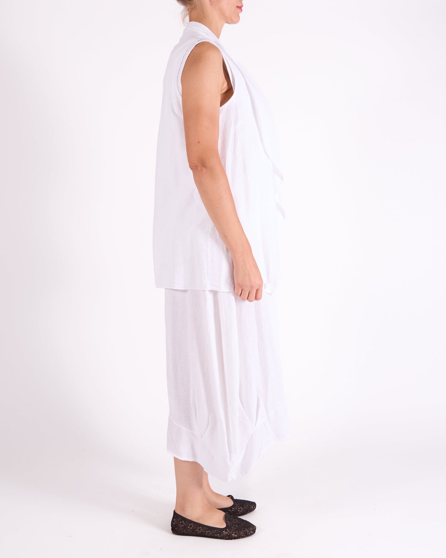 White Sleeveless Lightweight Vest Cardigan