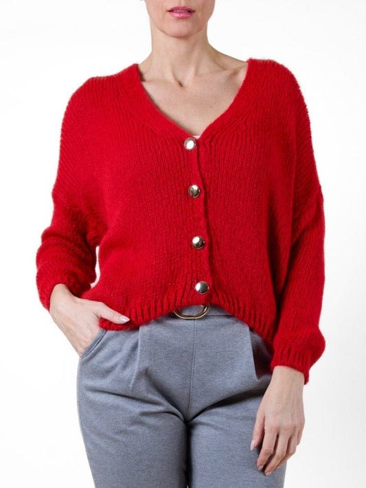 Cardigan Ruby à épaules tombantes et 4 boutons dorés