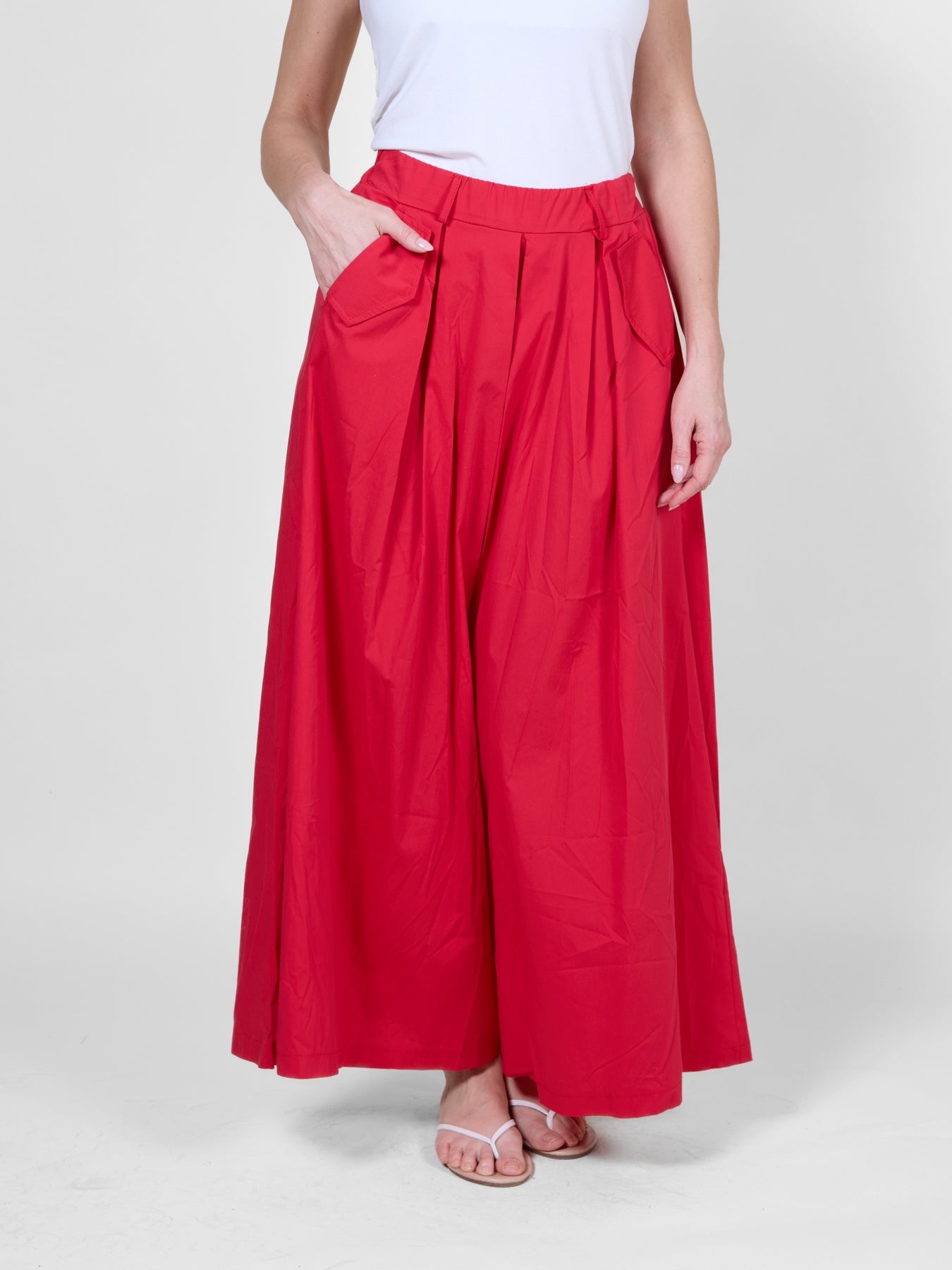 Red Extra Wide Leg Pants