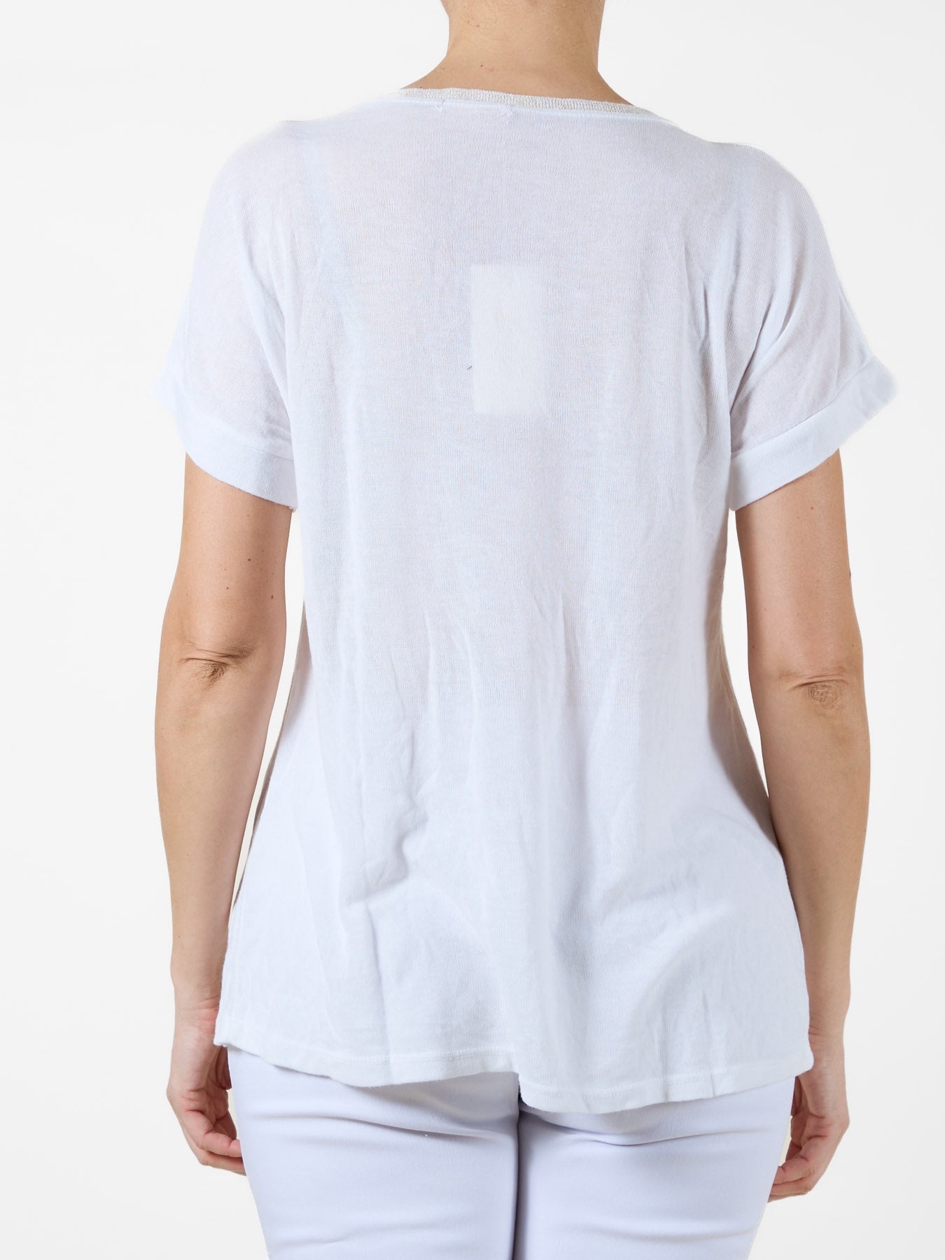 White T-Shirt with Gem Flower Design and "Longing for Spring" Text