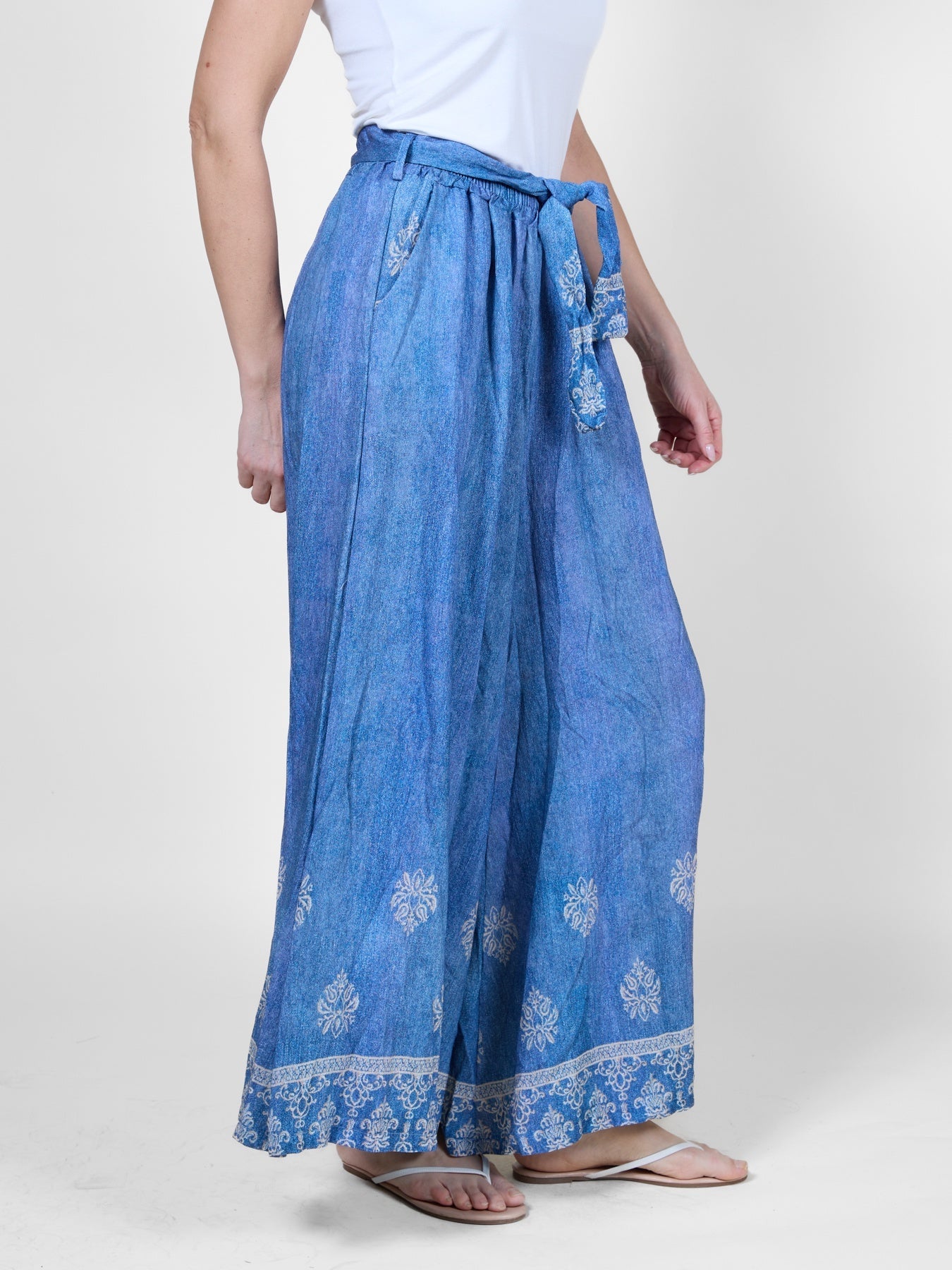 Denim Blue Wide-Leg Pants