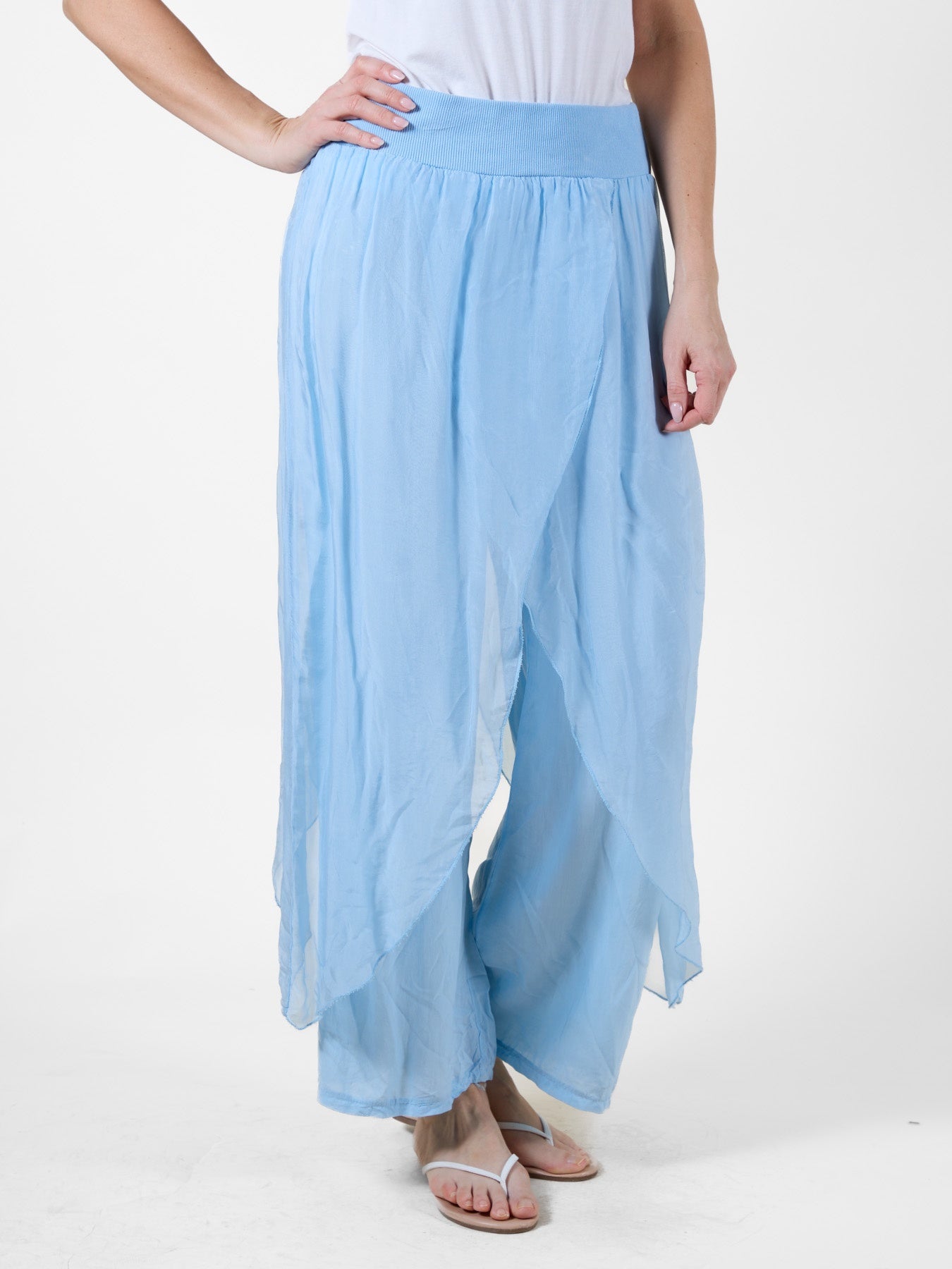 Pantalon bleu clair style portefeuille