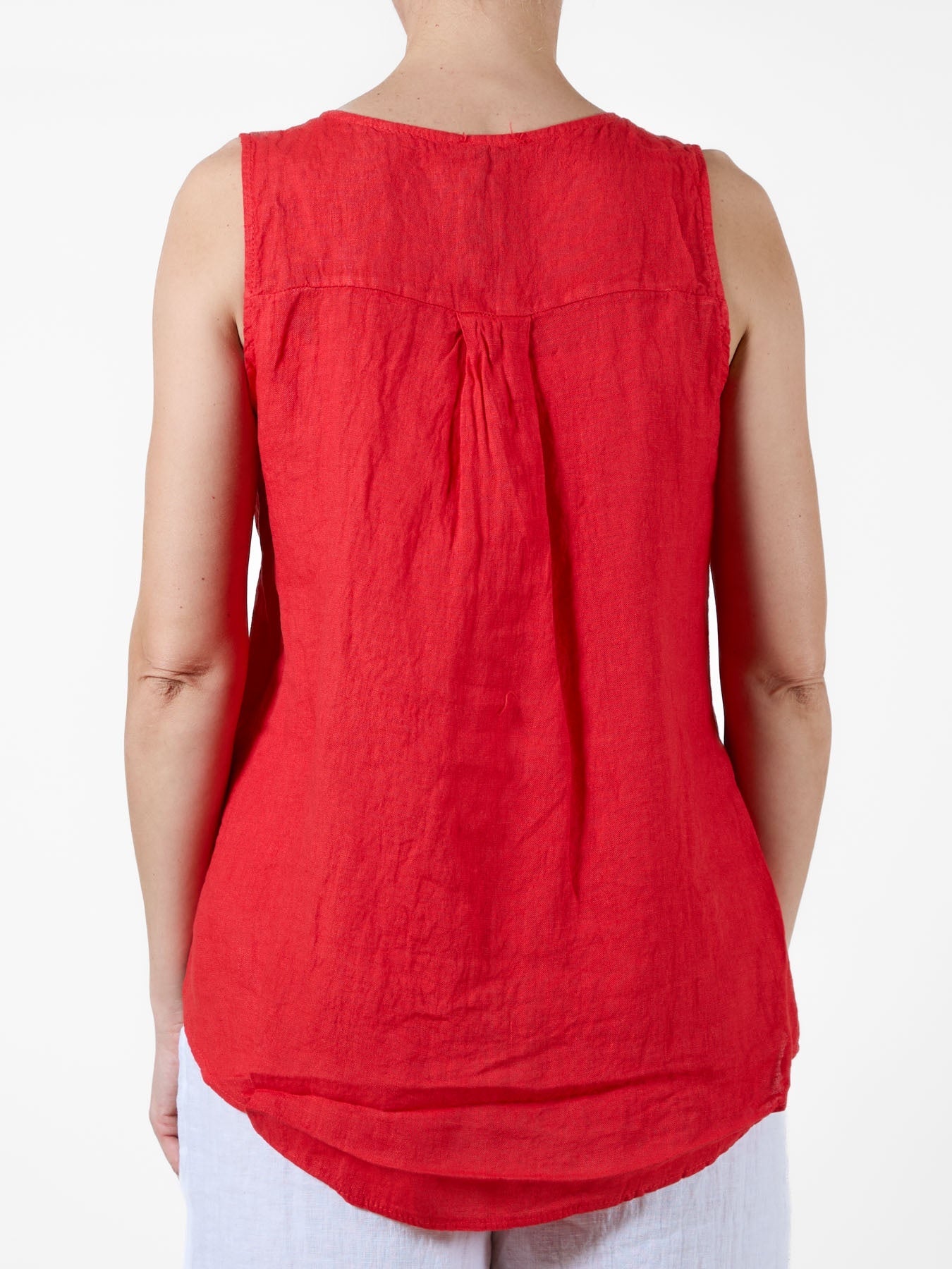 Red Button Detail Hi-Low Tank Top
