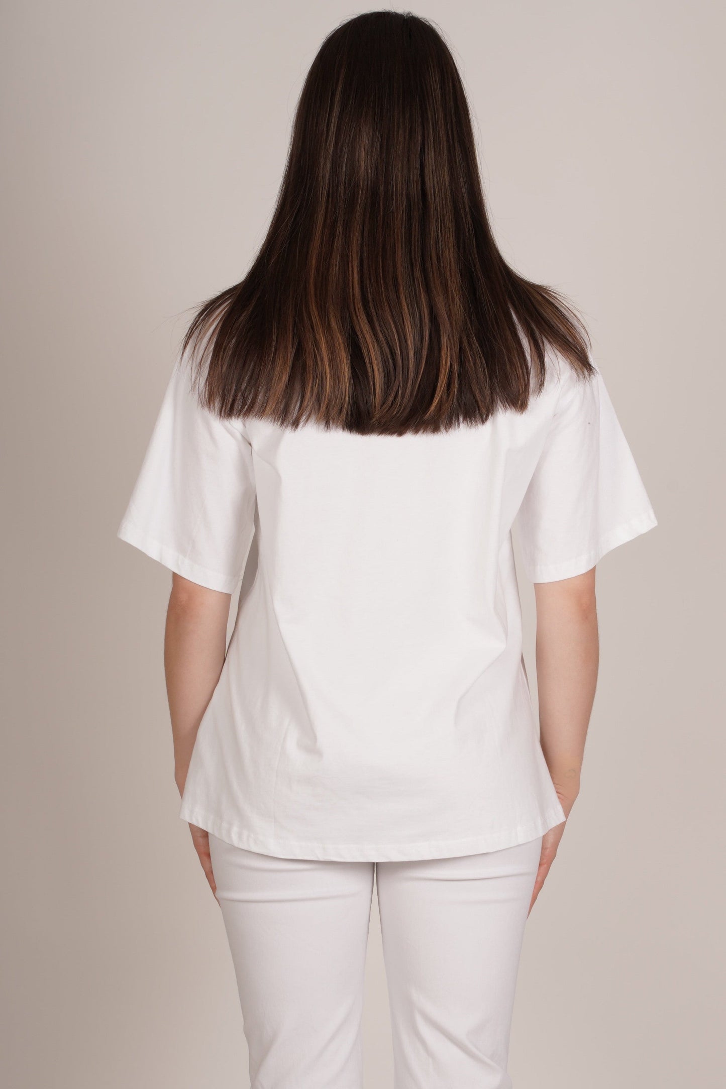 T-shirt à motif visage avec strass blancs