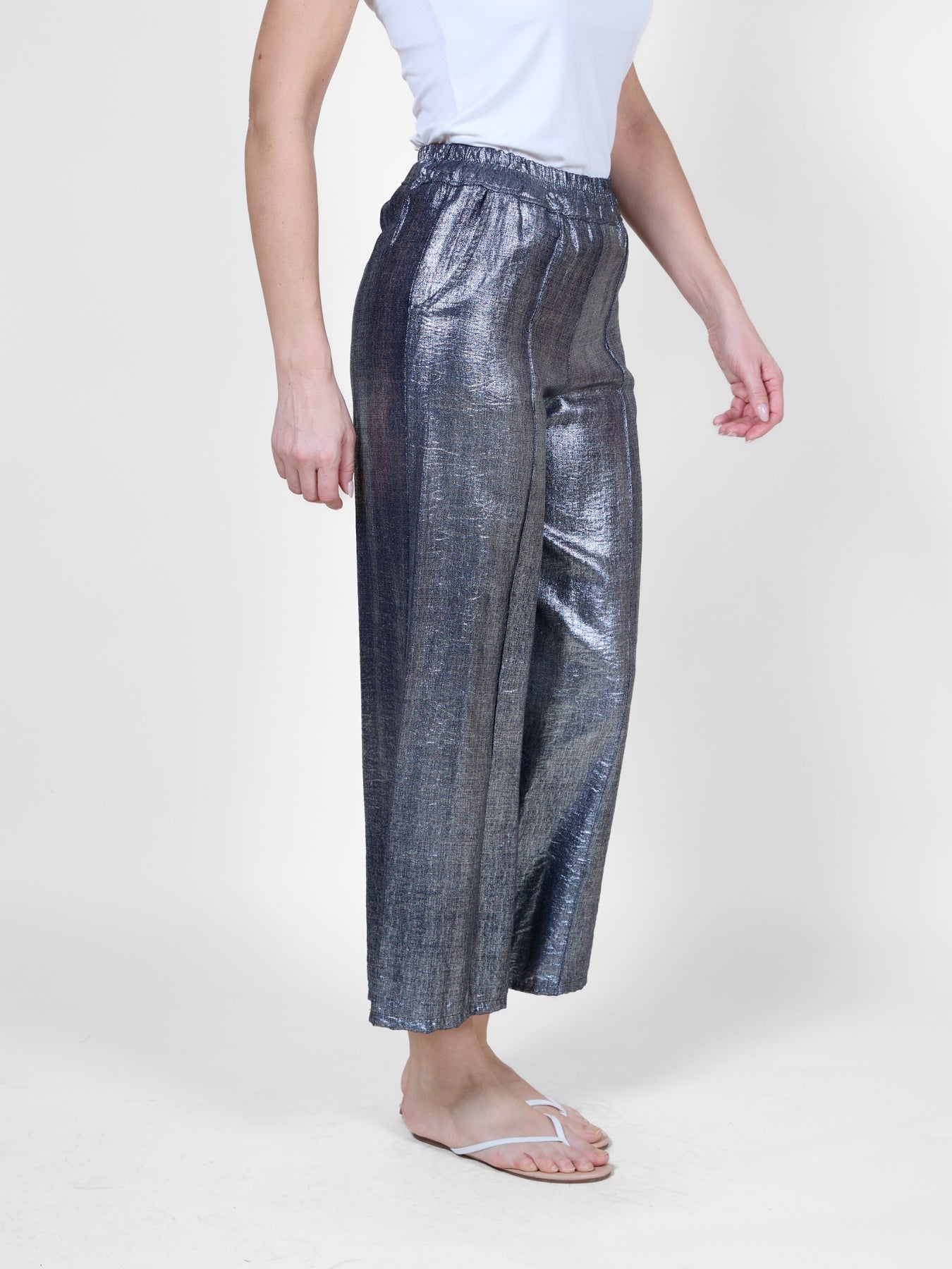 Midnight Pull-On Foil Pant with 2 Pockets