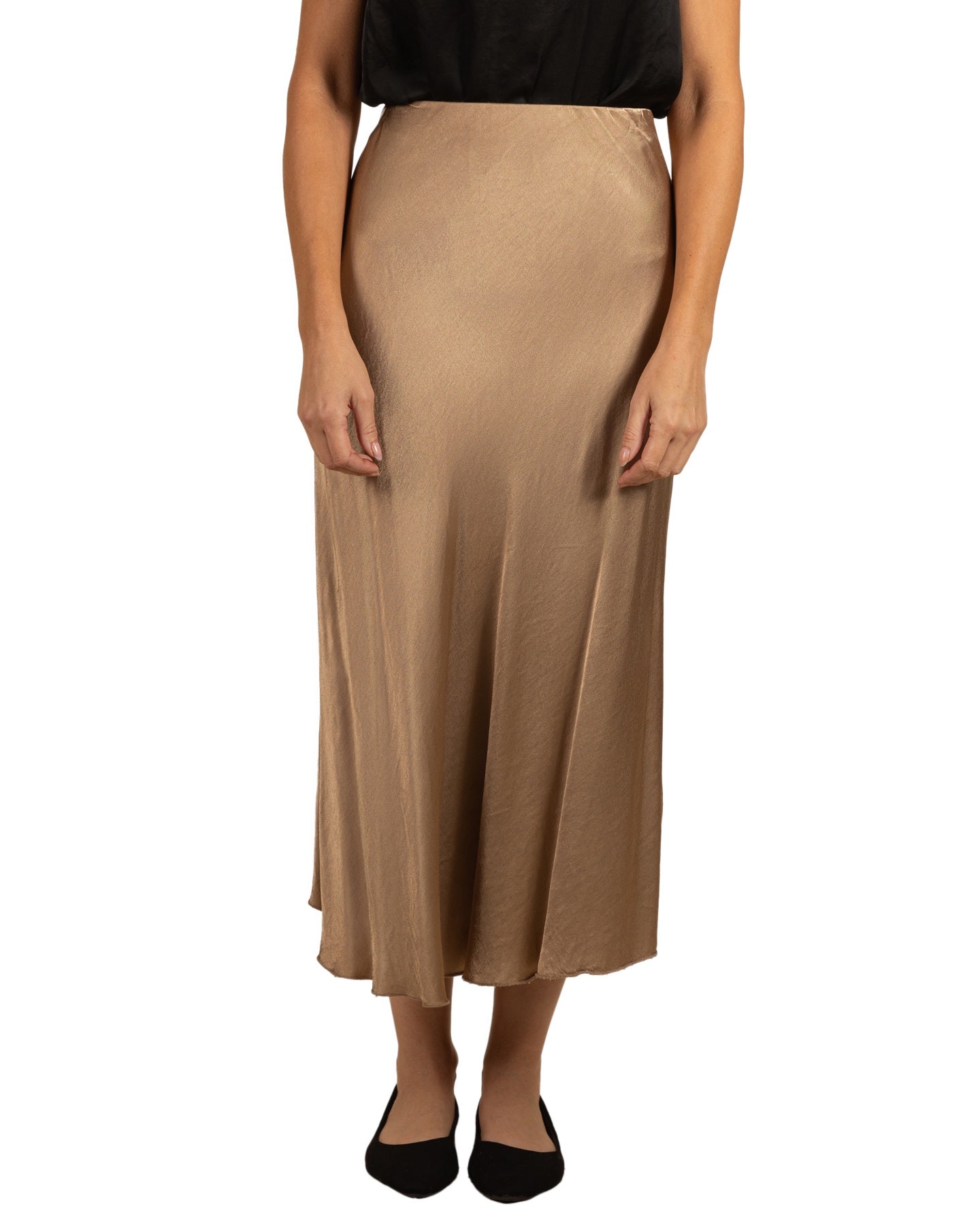 Camel Pull On Flare Skirt