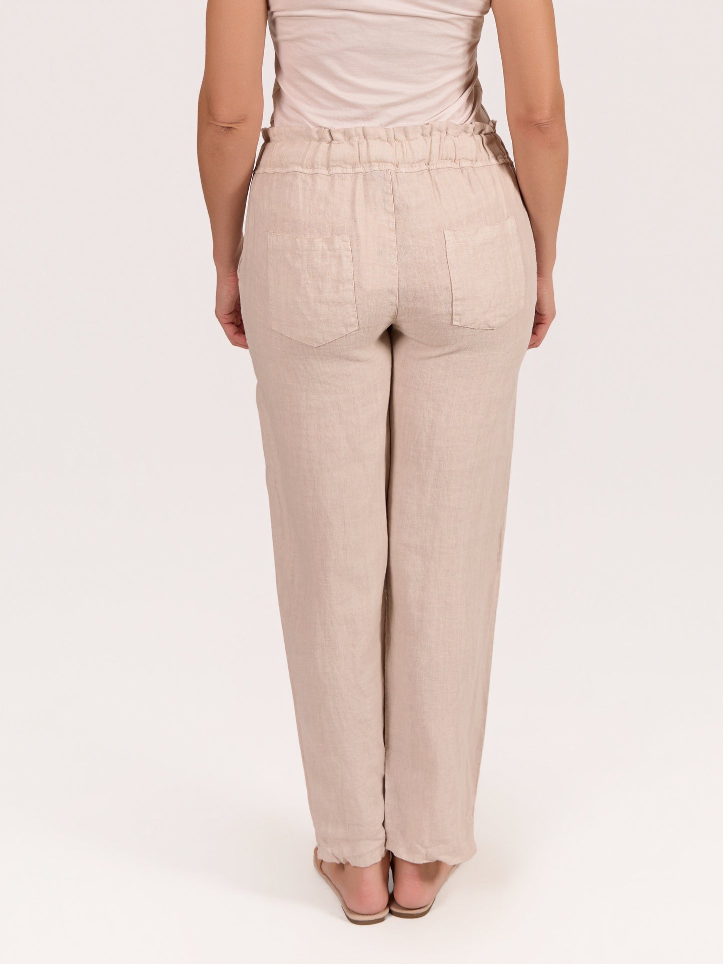 Pantalon beige à enfiler à 4 poches