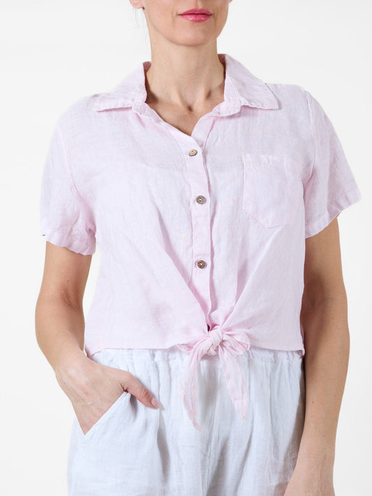 Carnation Button-Front Tie Shirt