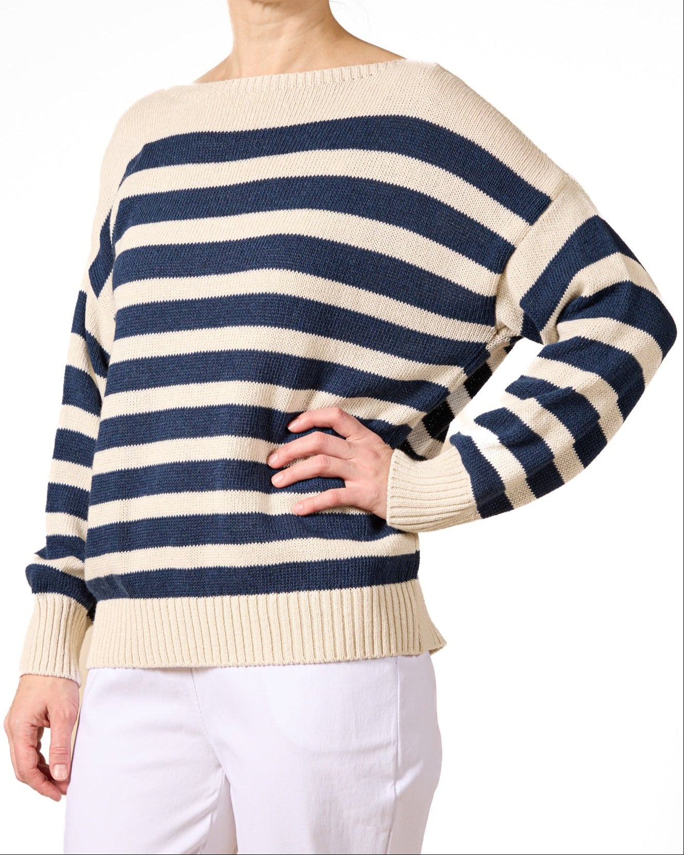 Pull rayé à col bateau Midnight