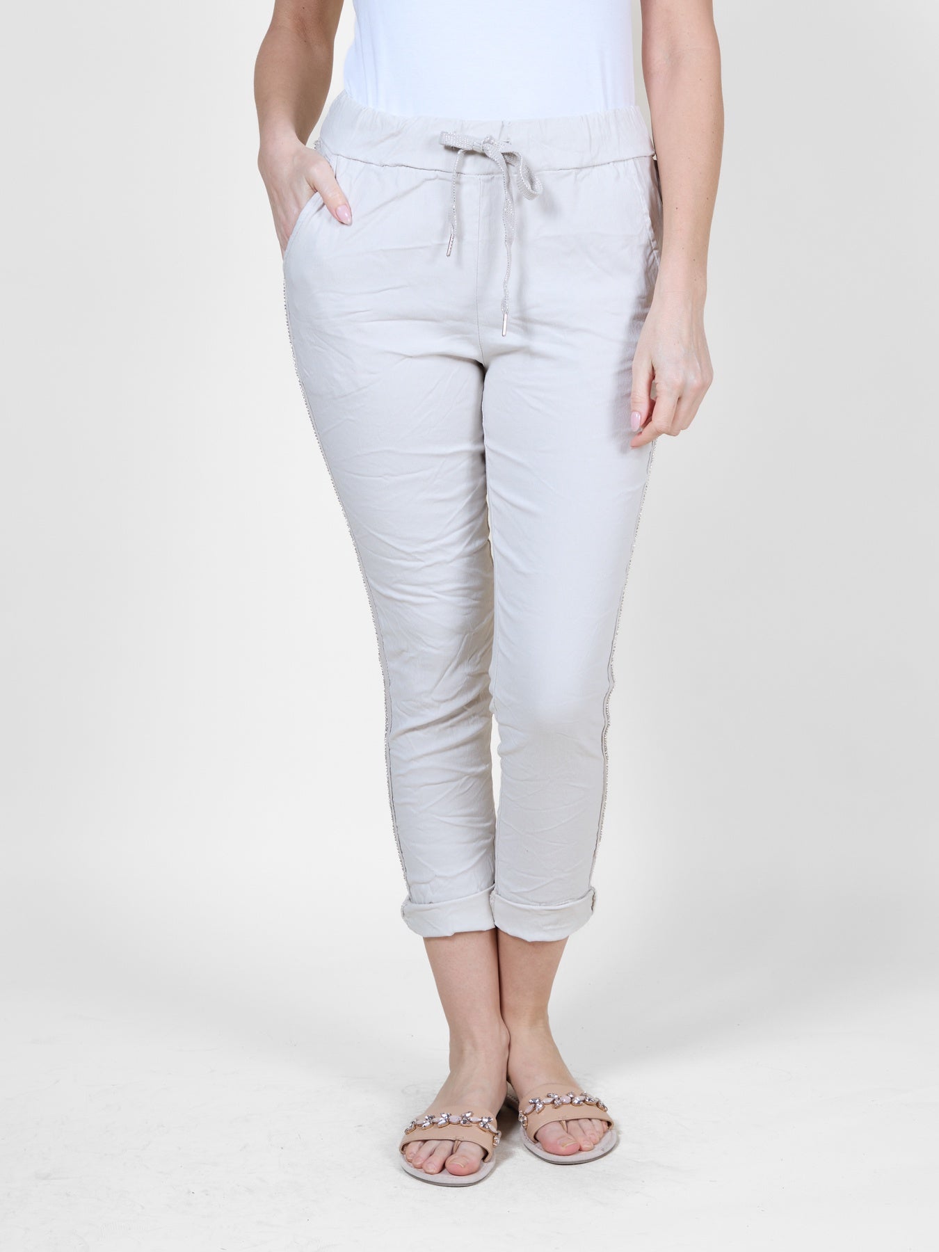 Sand Joggers with Bead Detail