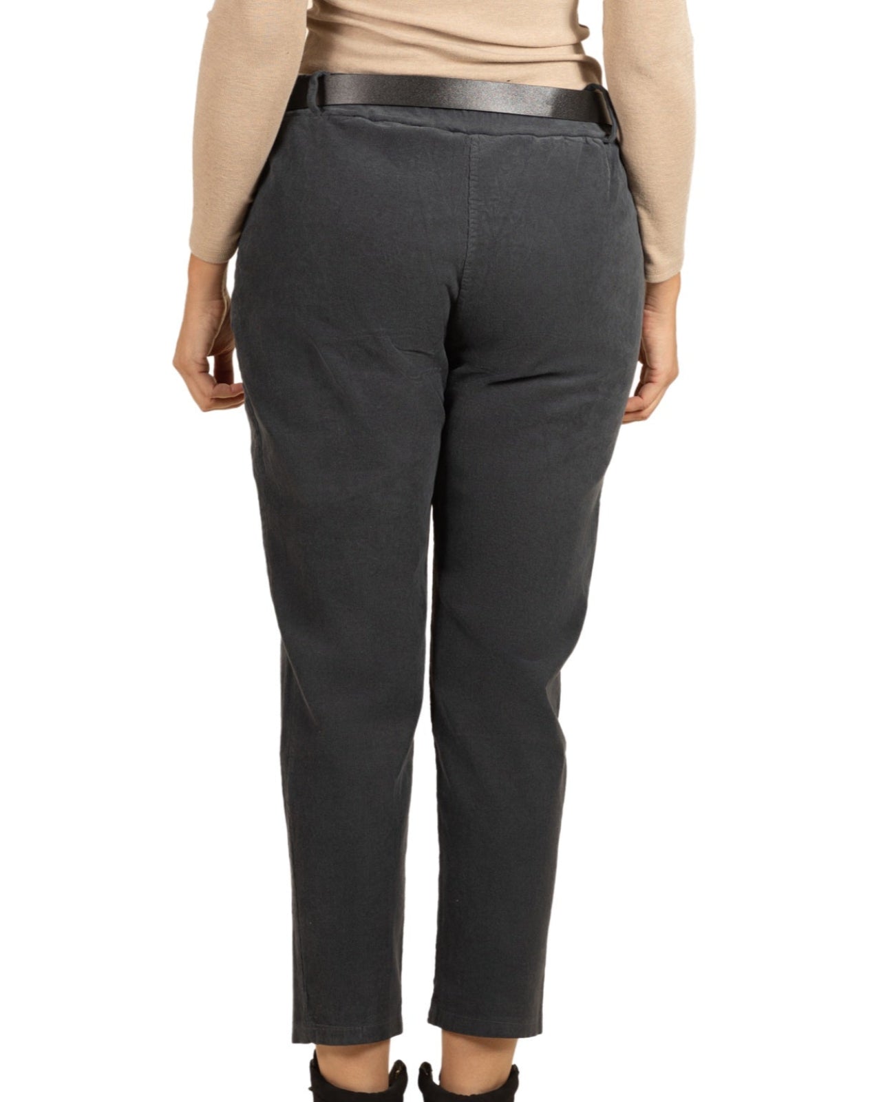 Pewter Belted Mini Bib 2 Pocket Pant