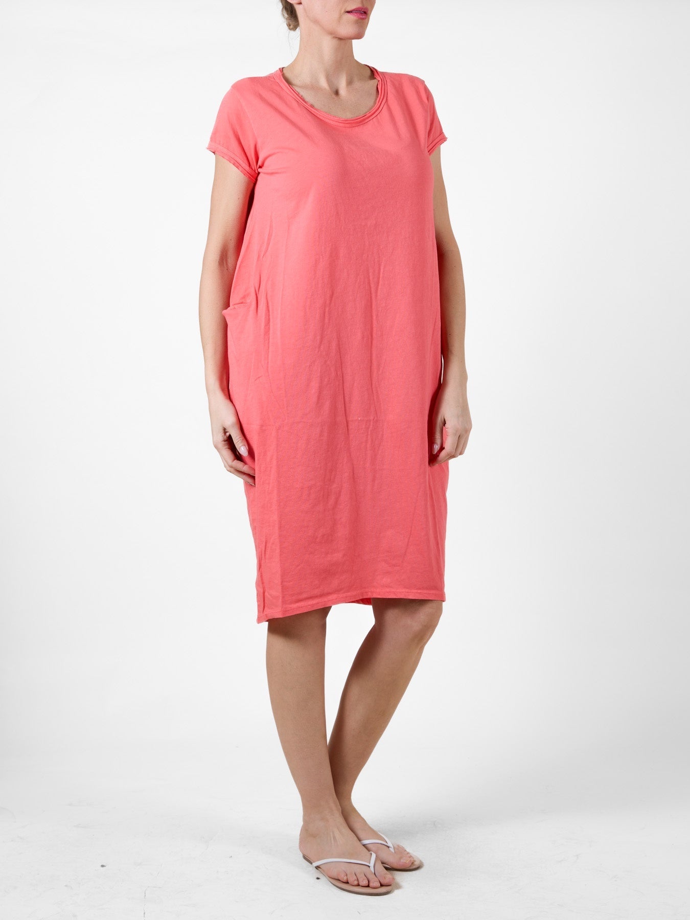 Robe t-shirt corail avec poche