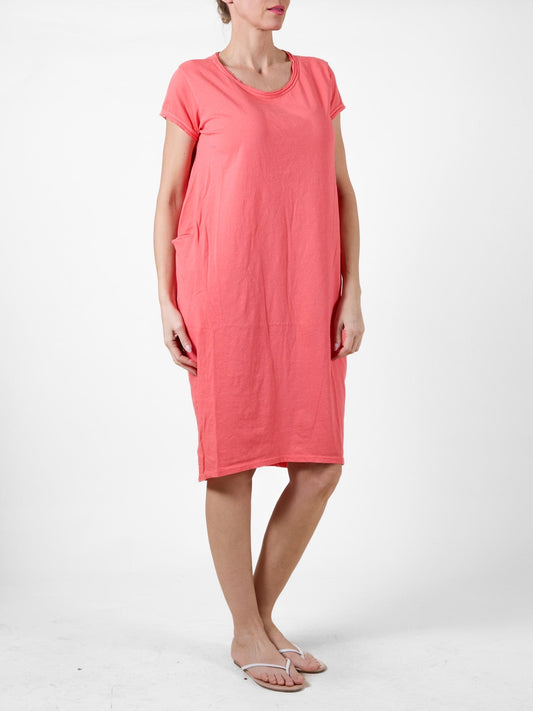 Coral T-Shirt Dress with Pocket
