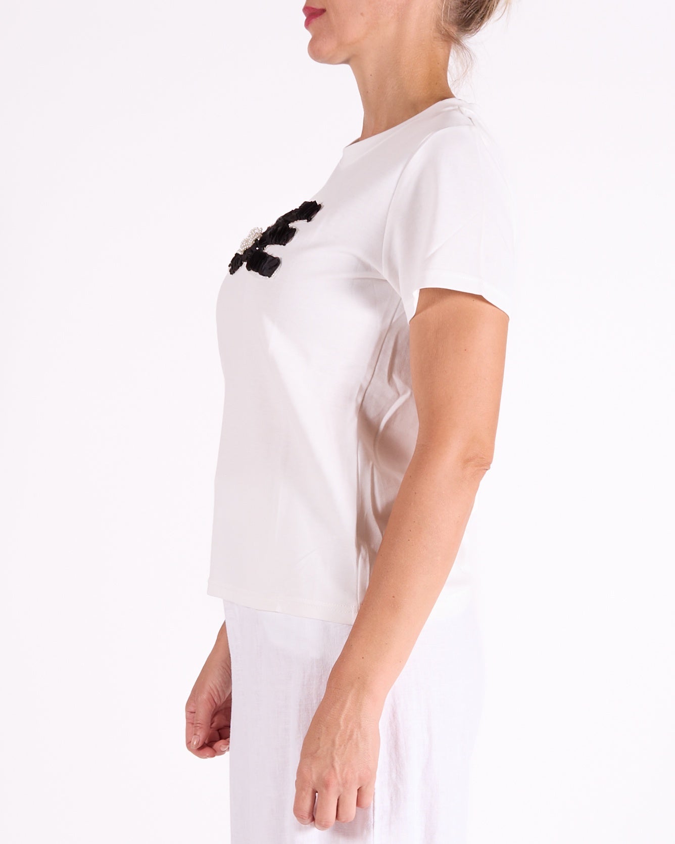 White Crew Neck Short Sleeve Embellished LOVE T-Shirt