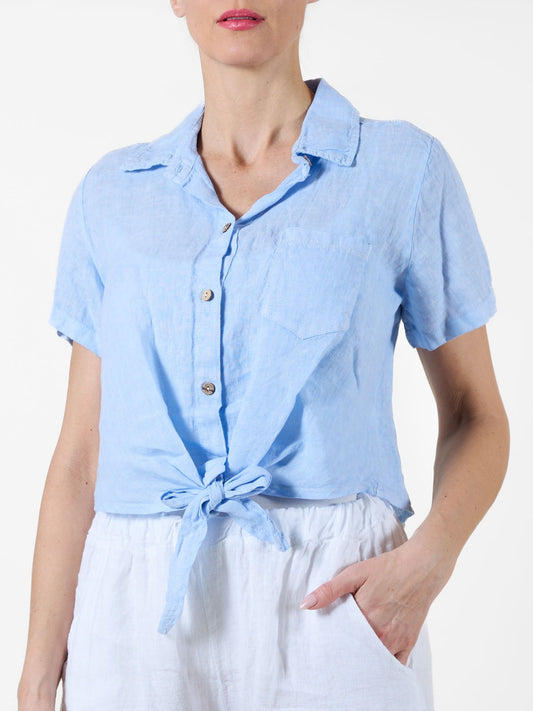 Cielo Button-Front Tie Shirt