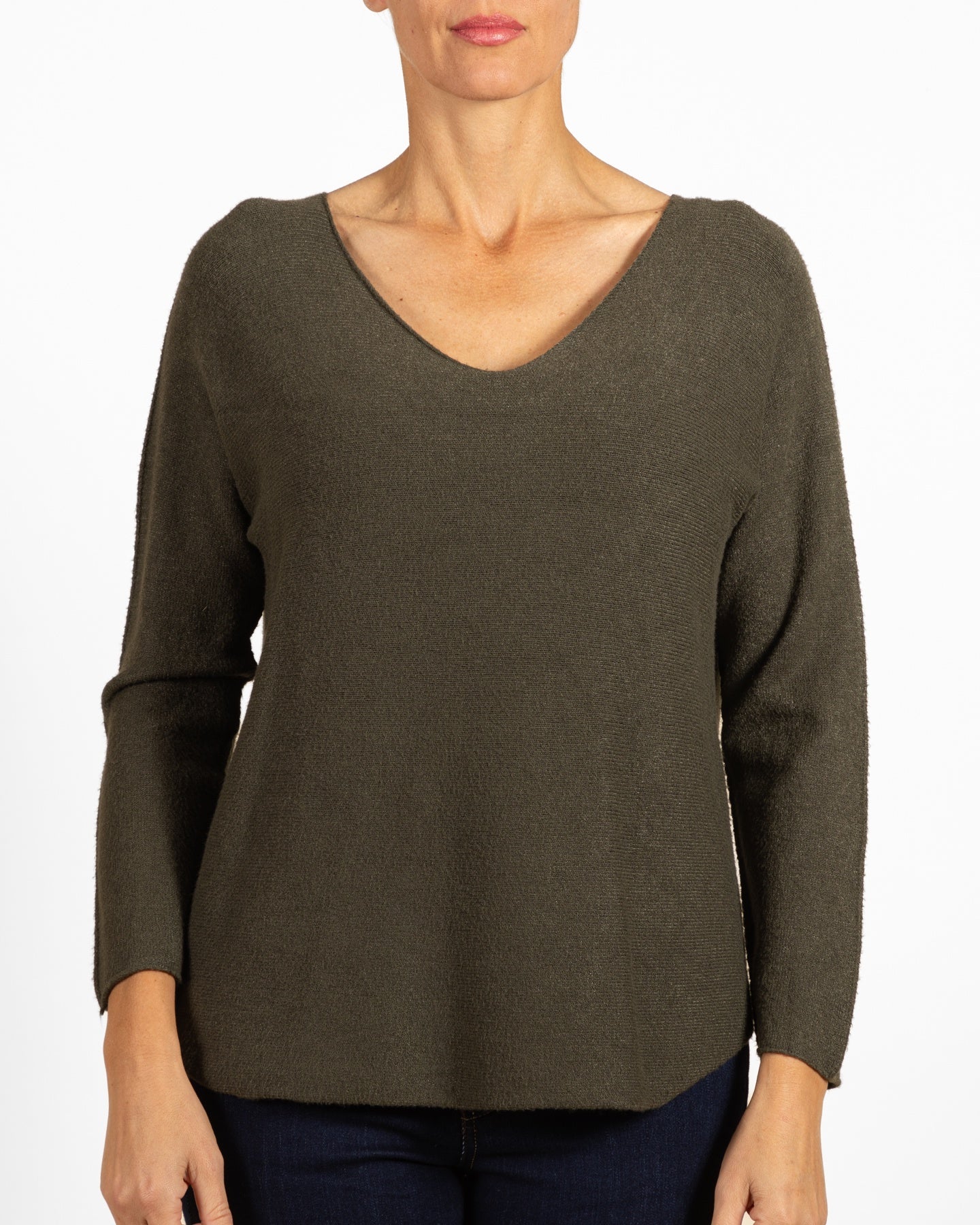 Forest V Neck Reverse Seam Long Sleeve
