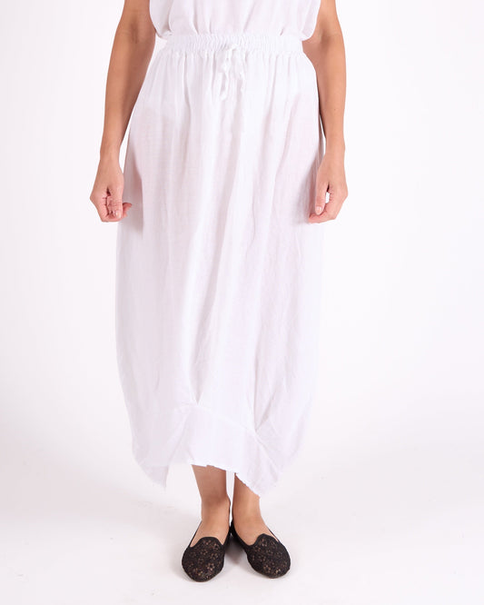 White Pull on Drawstring Band Hem 2 pocket insirt Skirt
