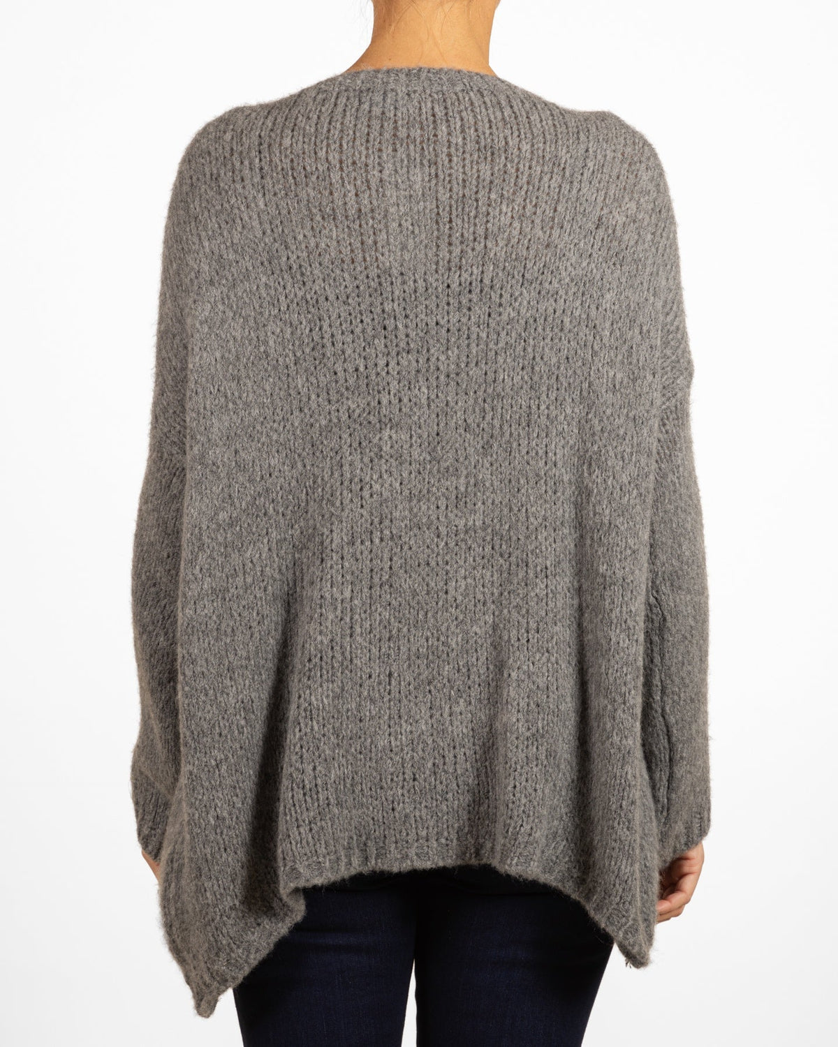 Pull à col rond et épaules tombantes couleur étain
