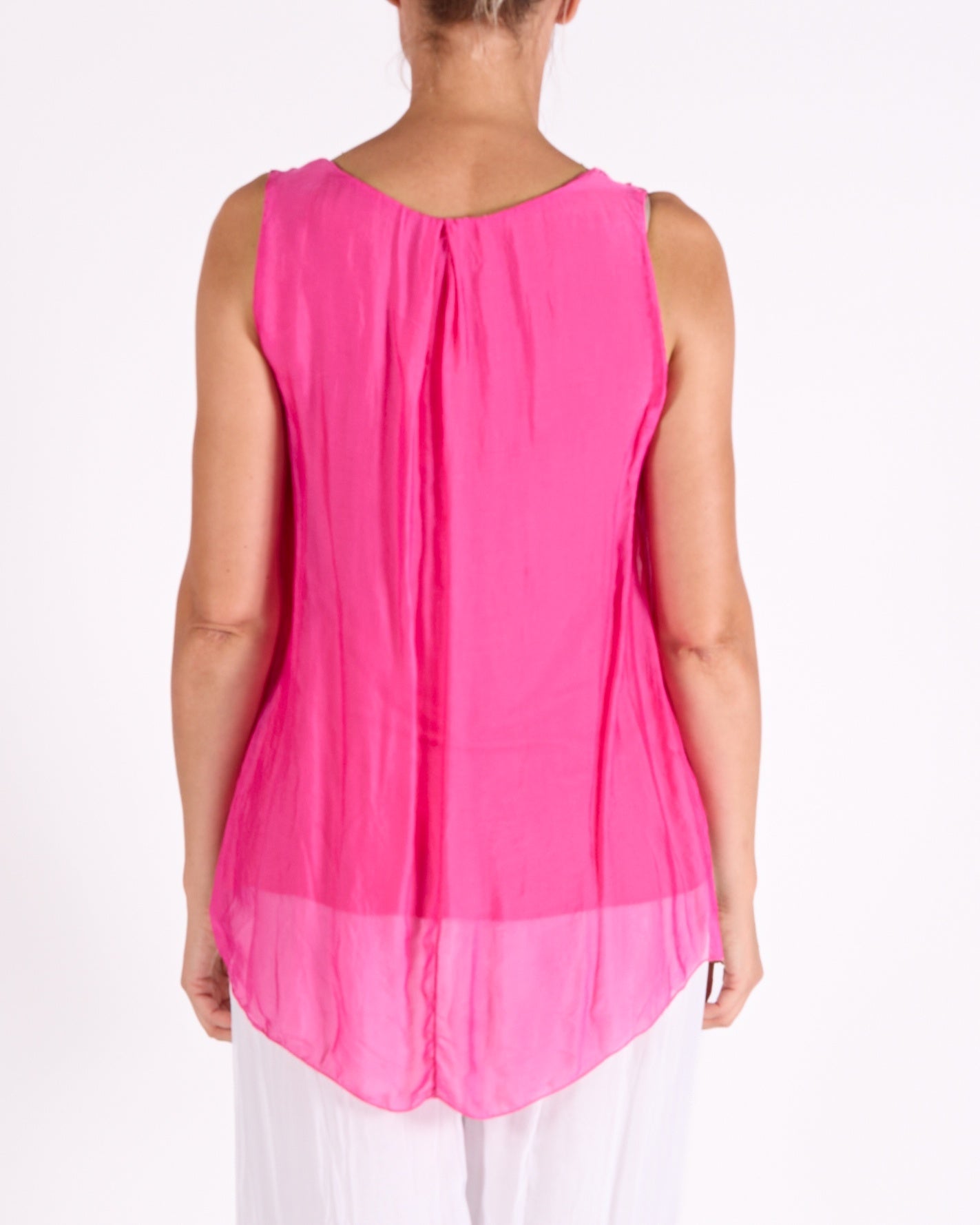 Cherry 2 Layer Sequin Inner Slip Built up Shoulder Tank Top