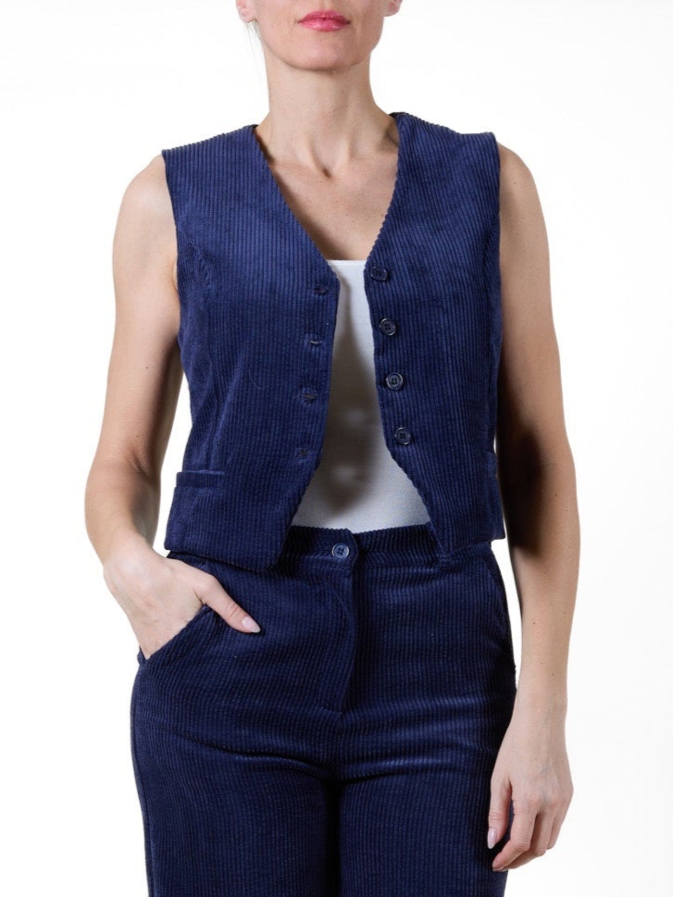 Midnight 4 Button V Front 2 Pocket Vest