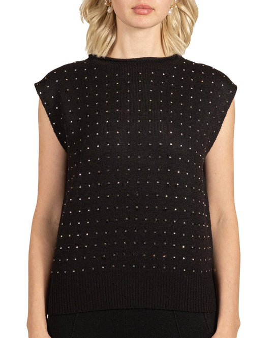 Haut noir sans manches à col rond