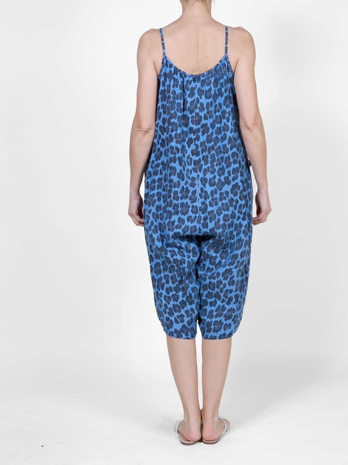 Combinaison sans manches à jambes larges et poches, motif animal