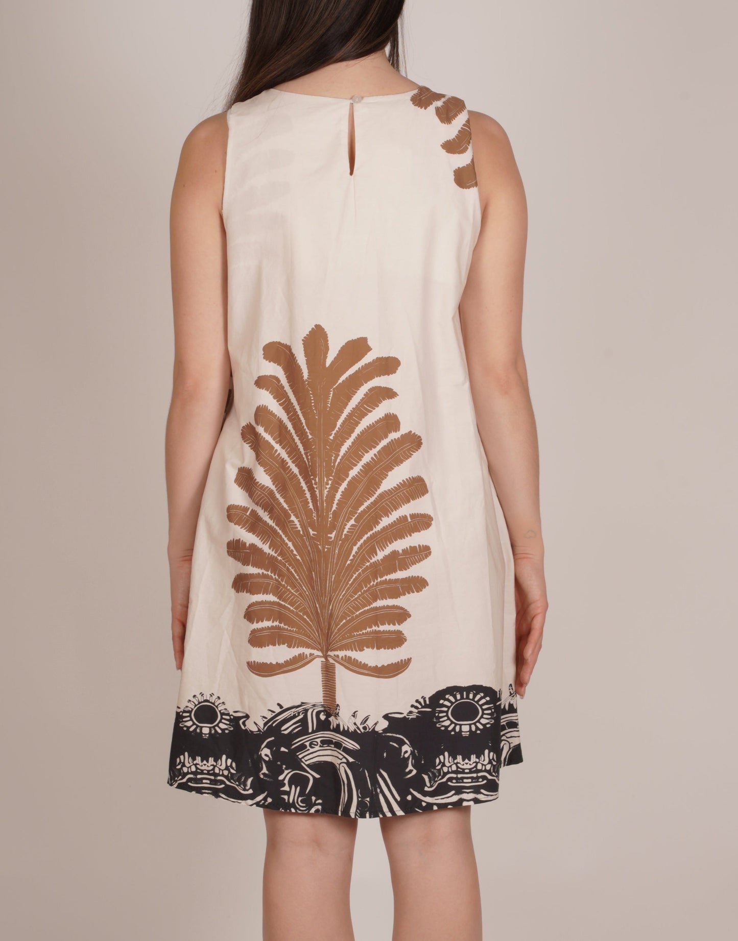 Robe sans manches en tapioca avec imprimé tropical sur le côté