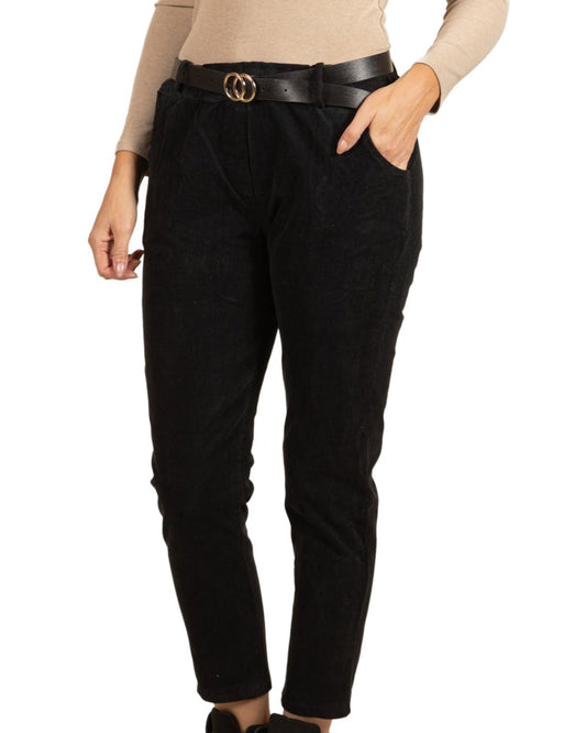 Black Belted Mini Bib 2 Pocket Pant