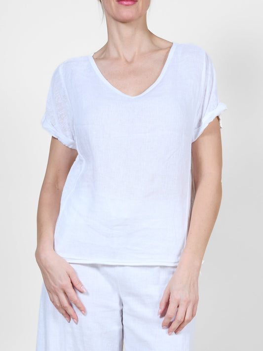 White Lightweight V-Neck T-Shirt