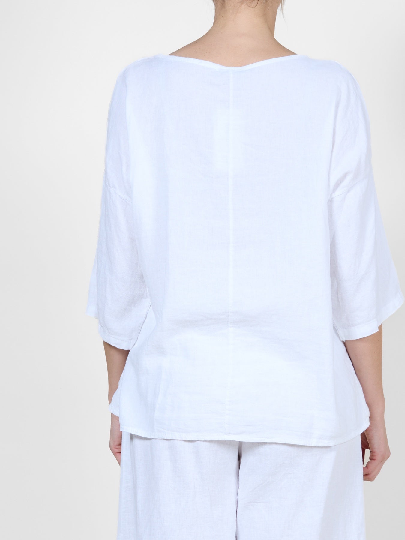 White Scoop Neck Floral Embellished Top