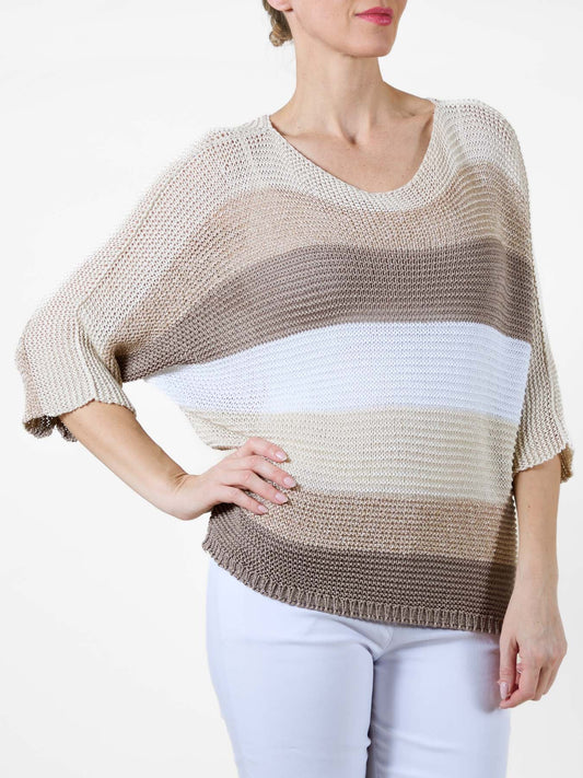 Pull Carnation en maille ample à manches longues et rayures