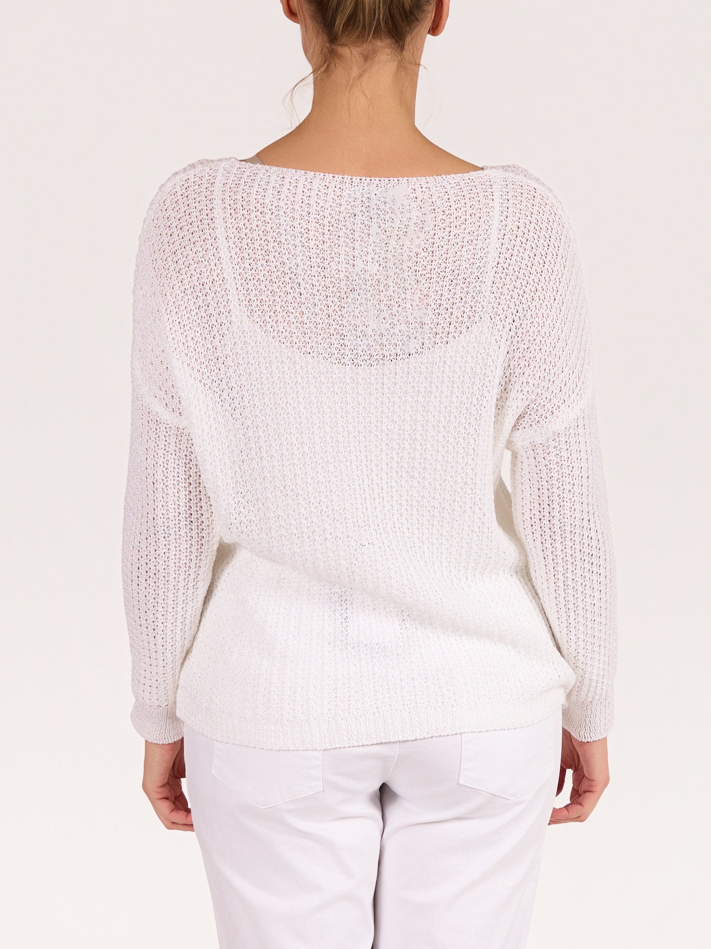 Pull blanc à encolure bateau et épaules tombantes LOVE