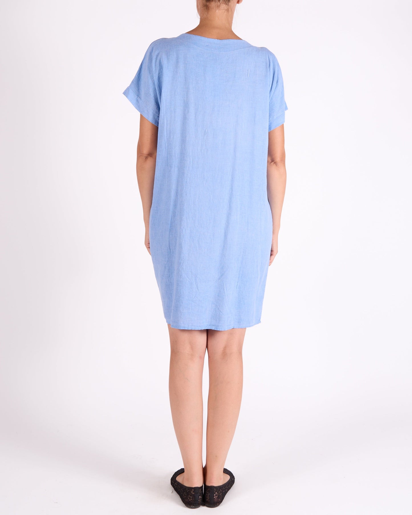 Ocean Blue Band V Neck 2 Pocket Dress