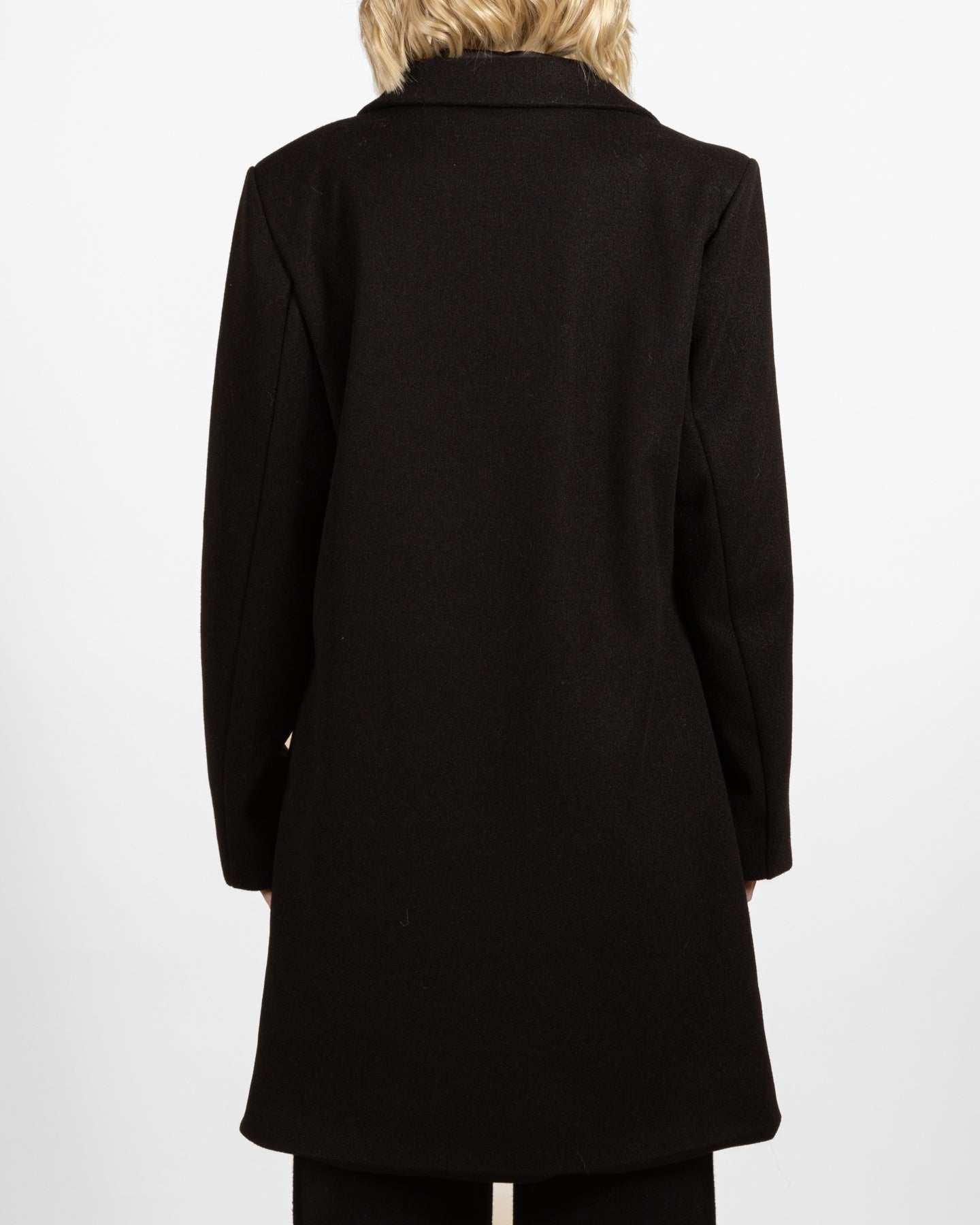 Black Double Breasted 2 Pocket Lined Coat