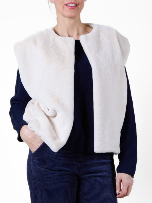 Ivory Faux Synthetic Fur Vest