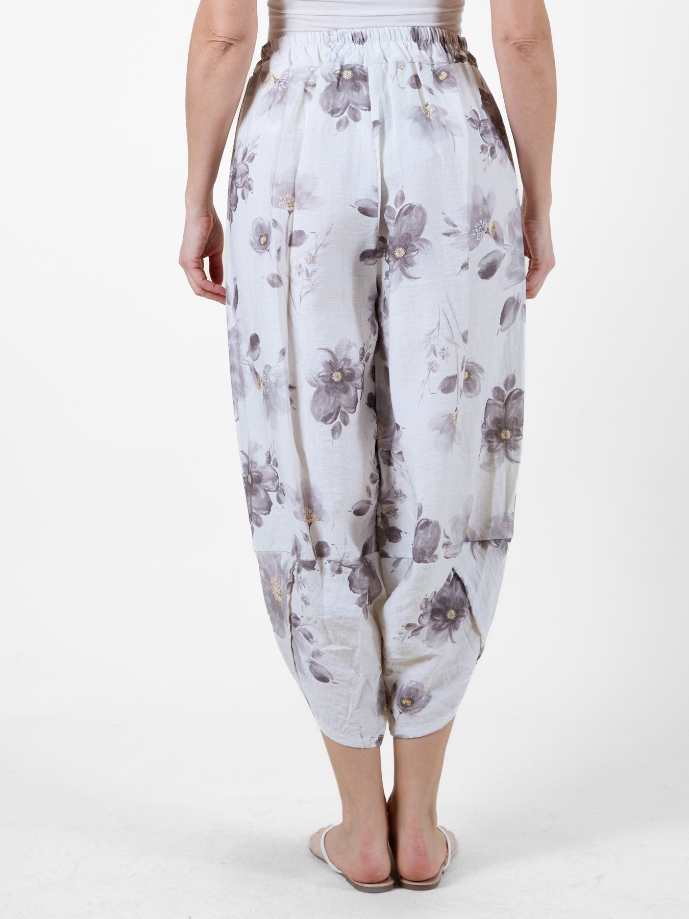 Stone Floral Harem Pants with Side Pockets