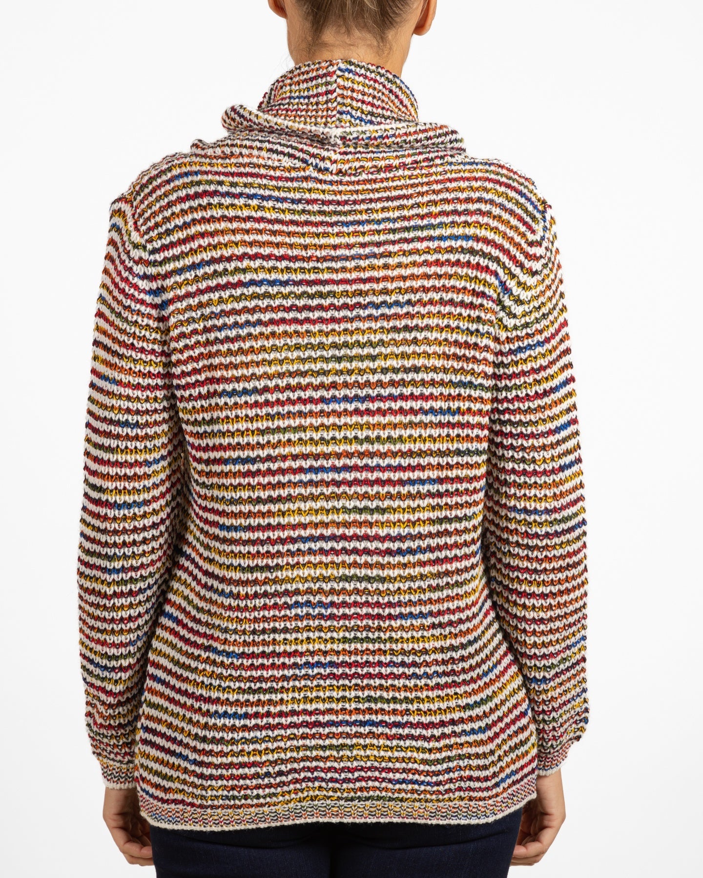 Pull à col châle multicolore