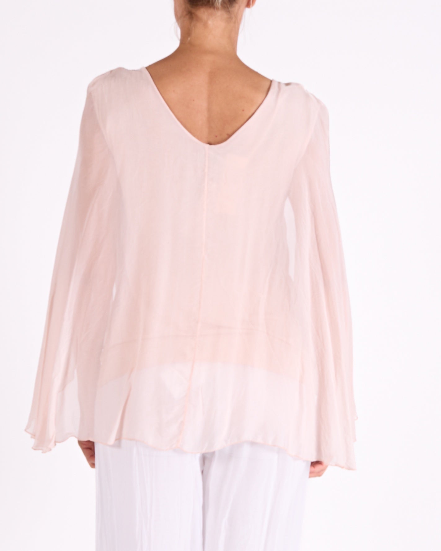 Carnation Boat Neck Novelty Open Sleeve Front Blouse
