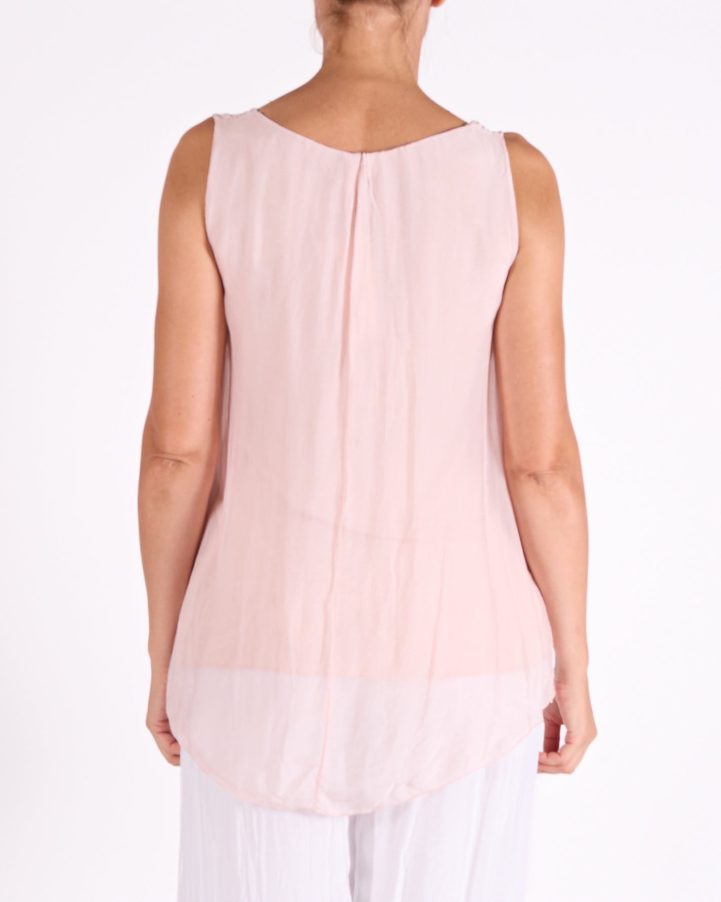 Carnation 2 Layer Sequin Inner Slip Built up Shoulder Tank Top