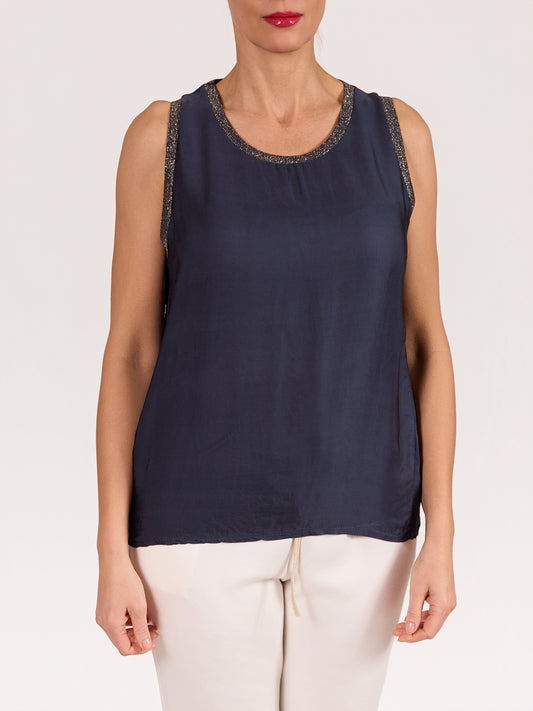 Camisole midnight en satin avec détail lurex