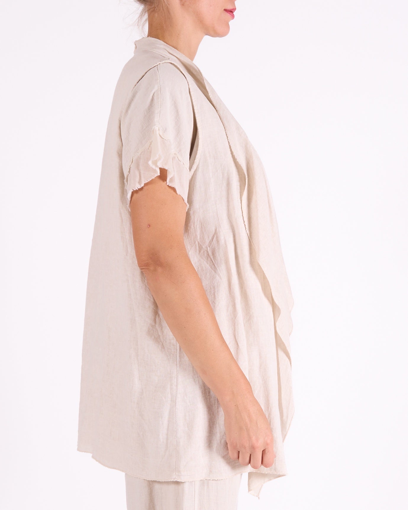 Sand Sleeveless Lightweight Vest Cardigan